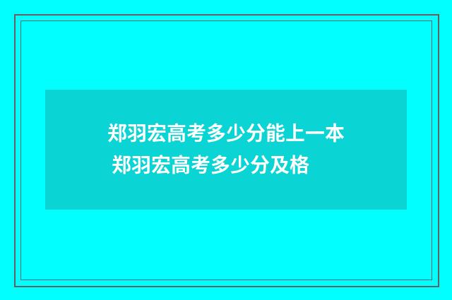 郑羽宏高考多少分能上一本 郑羽宏高考多少分及格