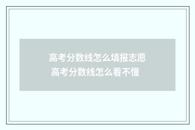 高考分数线怎么填报志愿 高考分数线怎么看不懂