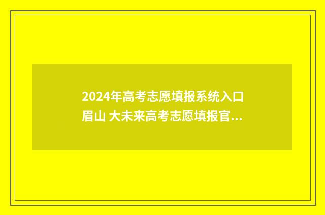 2024年高考志愿填报系统入口眉山 大未来高考志愿填报官网