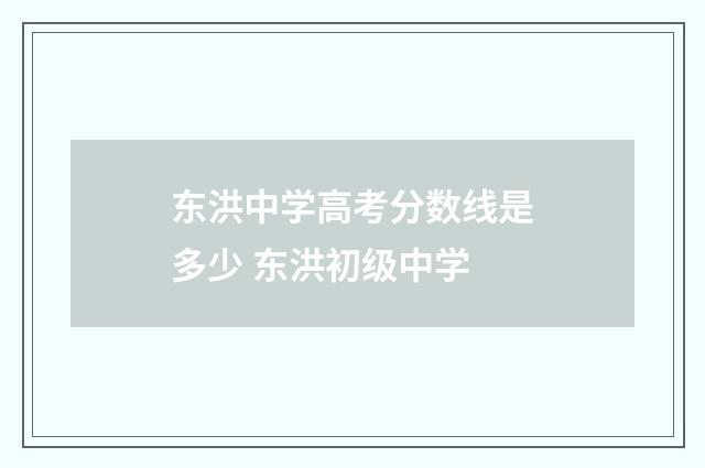 东洪中学高考分数线是多少 东洪初级中学