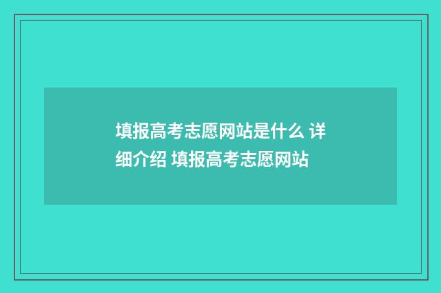 填报高考志愿网站是什么 详细介绍 填报高考志愿网站