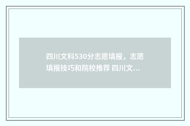 四川文科530分志愿填报，志愿填报技巧和院校推荐 四川文科540分