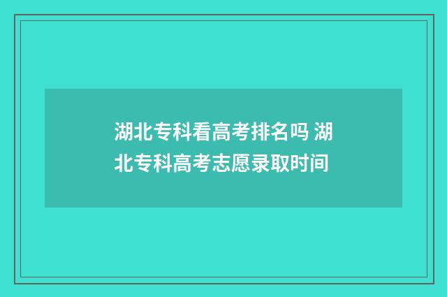 湖北专科看高考排名吗 湖北专科高考志愿录取时间