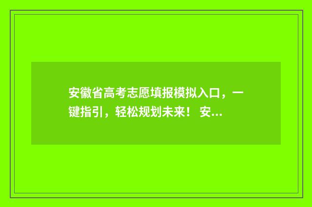 安徽省高考志愿填报模拟入口，一键指引，轻松规划未来！ 安徽高考志愿填报模板