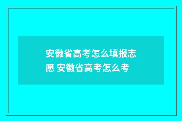 安徽省高考怎么填报志愿 安徽省高考怎么考