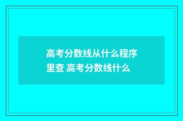 高考分数线从什么程序里查 高考分数线什么