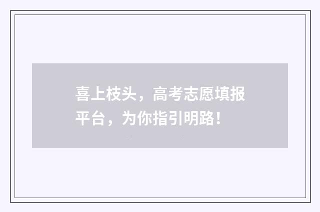 喜上枝头，高考志愿填报平台，为你指引明路！