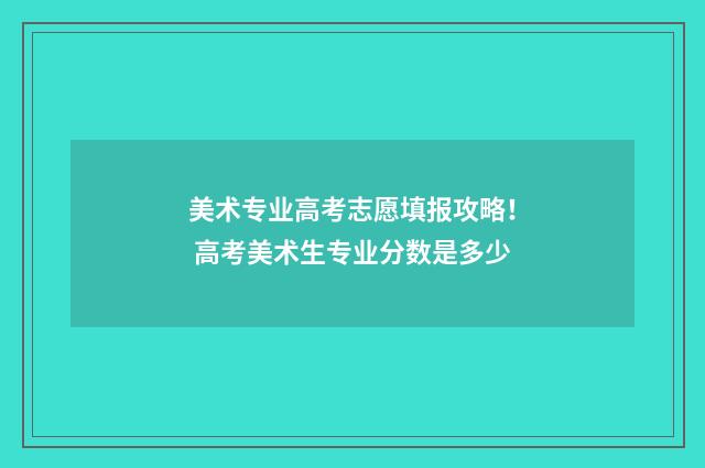 美术专业高考志愿填报攻略！ 高考美术生专业分数是多少