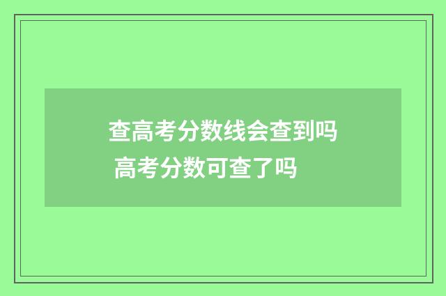 查高考分数线会查到吗 高考分数可查了吗
