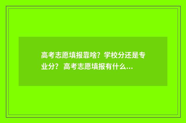 高考志愿填报靠啥？学校分还是专业分？ 高考志愿填报有什么用
