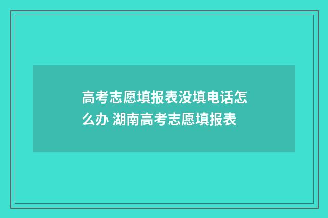高考志愿填报表没填电话怎么办 湖南高考志愿填报表