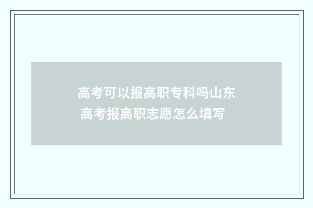 高考可以报高职专科吗山东 高考报高职志愿怎么填写