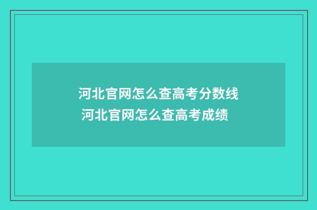 河北官网怎么查高考分数线 河北官网怎么查高考成绩