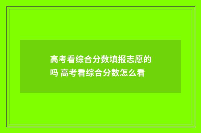 高考看综合分数填报志愿的吗 高考看综合分数怎么看