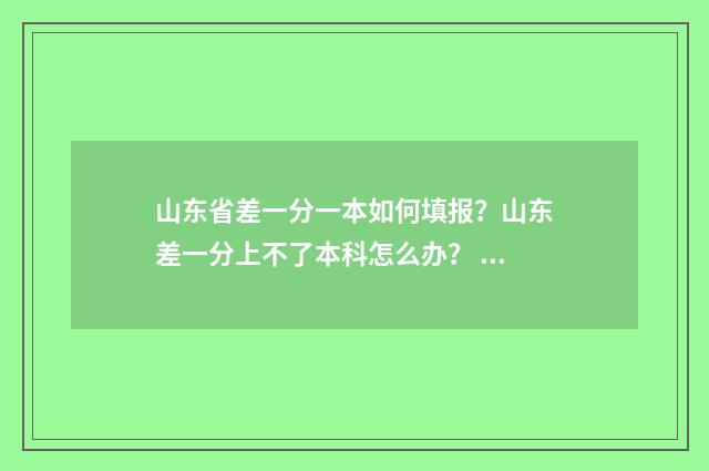 山东省差一分一本如何填报？山东差一分上不了本科怎么办？ 山东省一分一段表怎么看