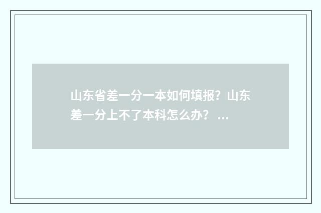 山东省差一分一本如何填报？山东差一分上不了本科怎么办？ 山东省一分一段表怎么看
