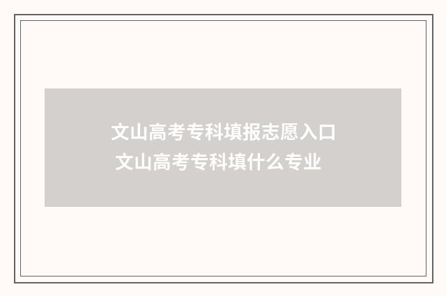 文山高考专科填报志愿入口 文山高考专科填什么专业
