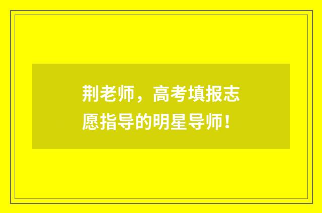荆老师，高考填报志愿指导的明星导师！