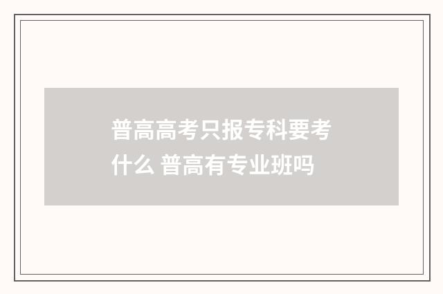 普高高考只报专科要考什么 普高有专业班吗