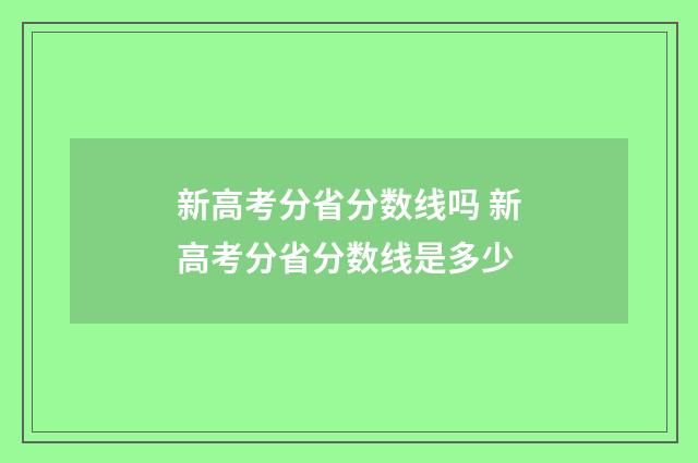 新高考分省分数线吗 新高考分省分数线是多少