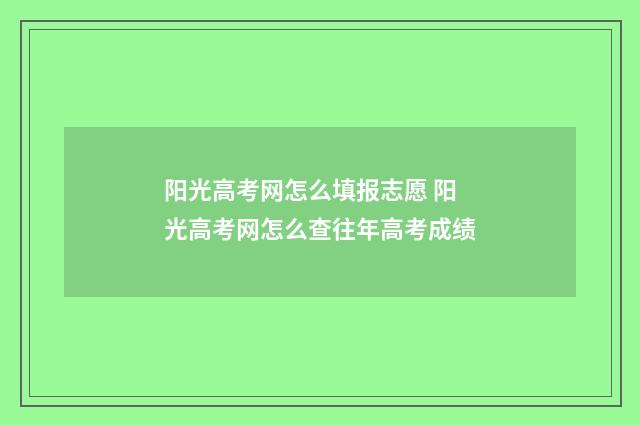 阳光高考网怎么填报志愿 阳光高考网怎么查往年高考成绩