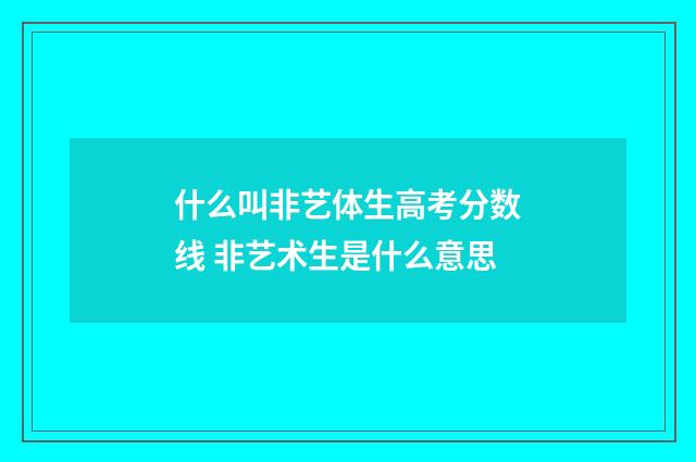 什么叫非艺体生高考分数线 非艺术生是什么意思