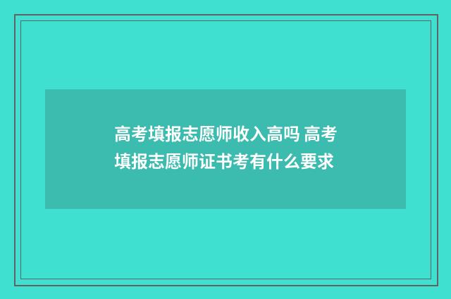高考填报志愿师收入高吗 高考填报志愿师证书考有什么要求