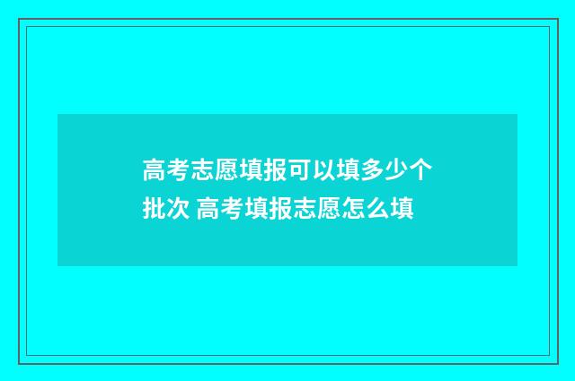 高考志愿填报可以填多少个批次 高考填报志愿怎么填