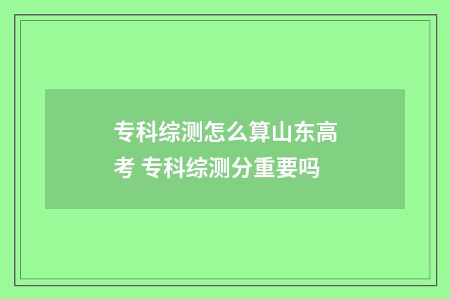 专科综测怎么算山东高考 专科综测分重要吗