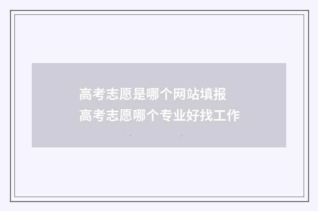 高考志愿是哪个网站填报 高考志愿哪个专业好找工作