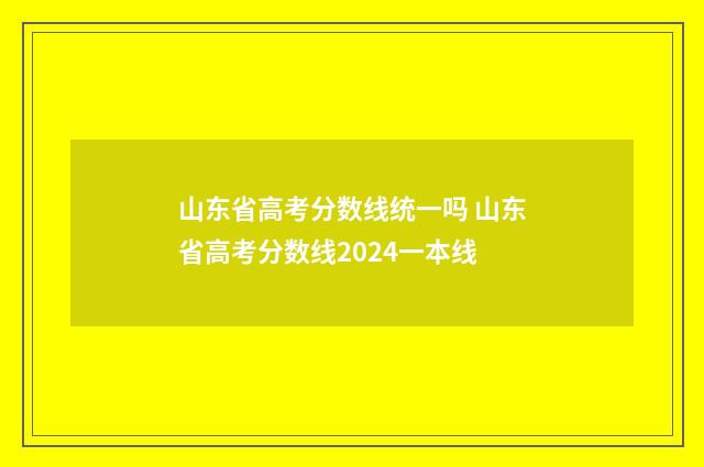 山东省高考分数线统一吗 山东省高考分数线2024一本线