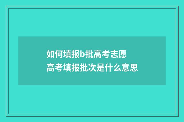 如何填报b批高考志愿 高考填报批次是什么意思