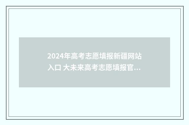 2024年高考志愿填报新疆网站入口 大未来高考志愿填报官网