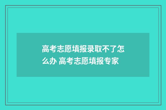 高考志愿填报录取不了怎么办 高考志愿填报专家