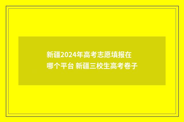新疆2024年高考志愿填报在哪个平台 新疆三校生高考卷子