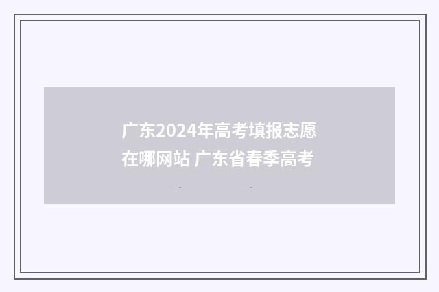 广东2024年高考填报志愿在哪网站 广东省春季高考