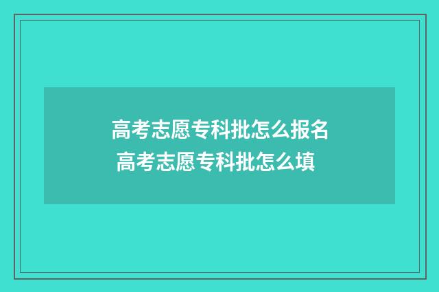 高考志愿专科批怎么报名 高考志愿专科批怎么填