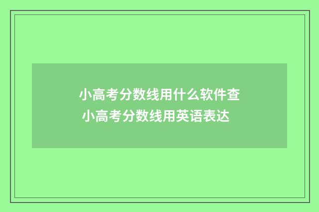小高考分数线用什么软件查 小高考分数线用英语表达