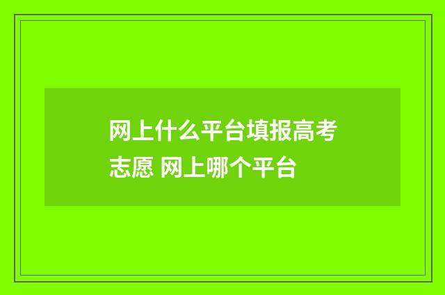 网上什么平台填报高考志愿 网上哪个平台