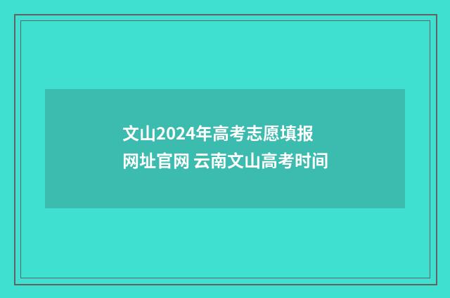 文山2024年高考志愿填报网址官网 云南文山高考时间