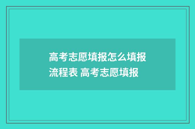 高考志愿填报怎么填报流程表 高考志愿填报