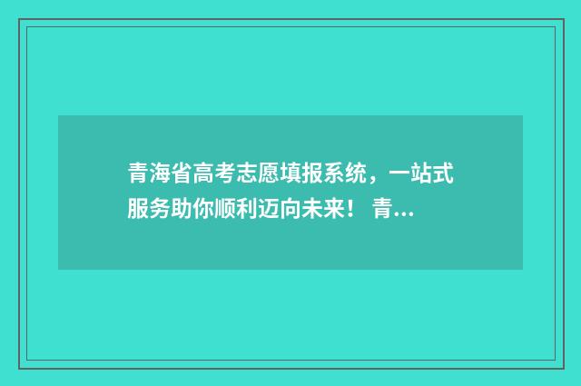 青海省高考志愿填报系统，一站式服务助你顺利迈向未来！ 青海省高考志愿录取结果查询官网