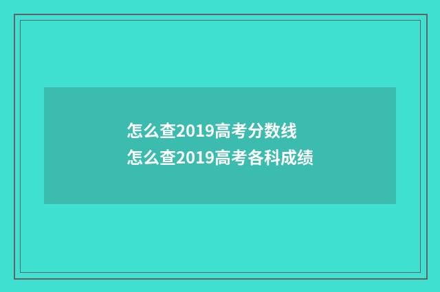 怎么查2019高考分数线 怎么查2019高考各科成绩