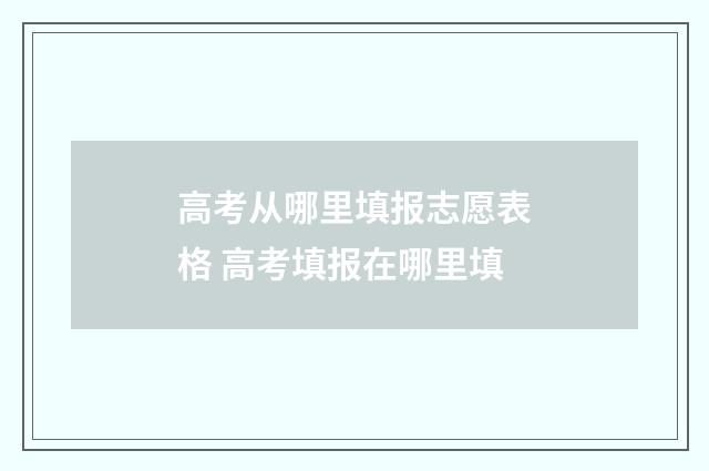高考从哪里填报志愿表格 高考填报在哪里填