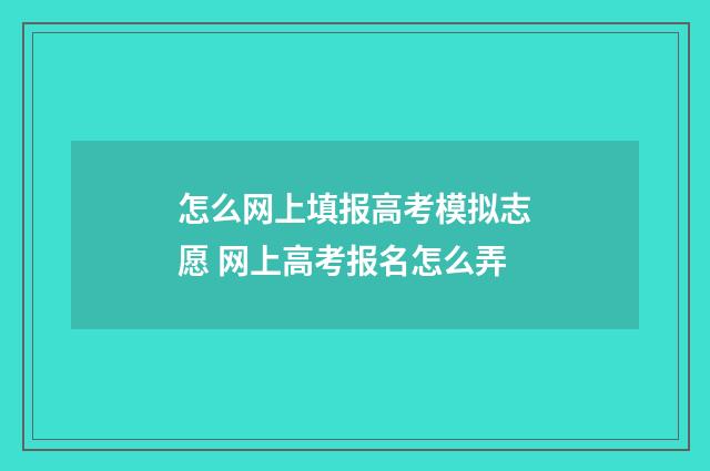 怎么网上填报高考模拟志愿 网上高考报名怎么弄