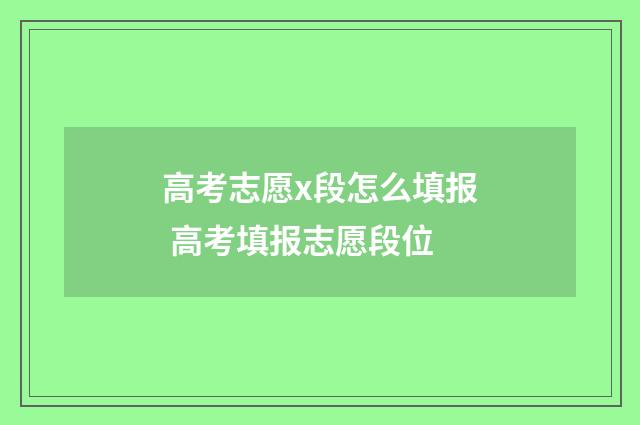 高考志愿x段怎么填报 高考填报志愿段位