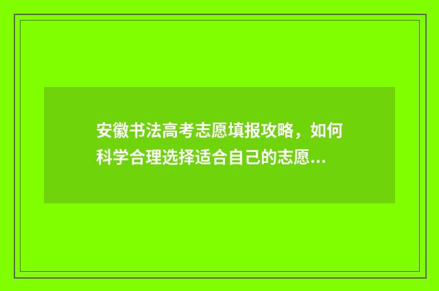 安徽书法高考志愿填报攻略，如何科学合理选择适合自己的志愿？ 安徽省书法高考