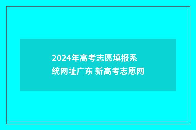 2024年高考志愿填报系统网址广东 新高考志愿网