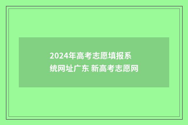 2024年高考志愿填报系统网址广东 新高考志愿网