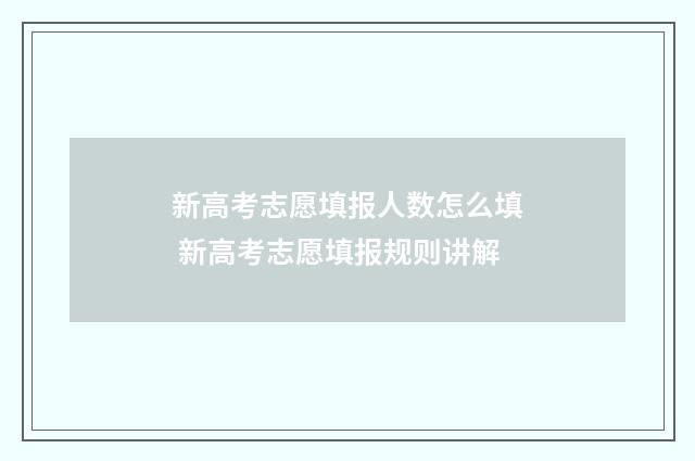 新高考志愿填报人数怎么填 新高考志愿填报规则讲解